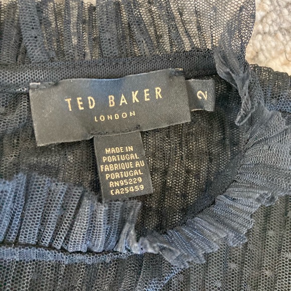 Ted Baker elegant Black Sheer Ruffle Blouse - Picture 6 of 6